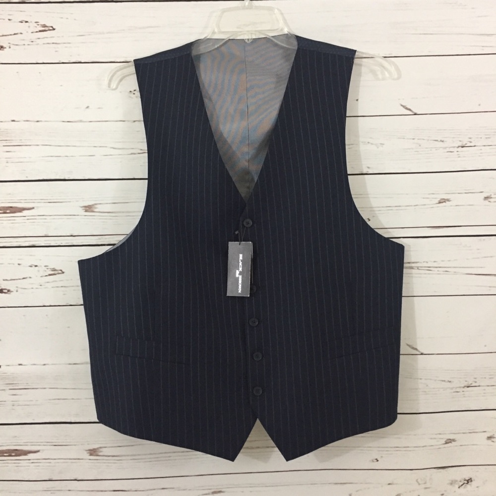 Black Brown 1826 Wool Pinstripe Adjustable Vest